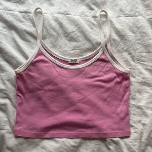 Brandy Melville Pink White Trim Crop Top